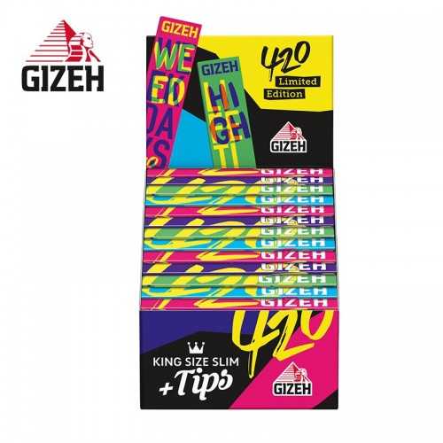 GIZEH King Size Slim (Edition 420) Rolling Paper Carton + Tips Gizeh Rolling Paper