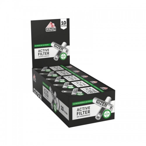 Carton filtres à charbon actif Gizeh 8mm (25X10 pièces) Gizeh Produits