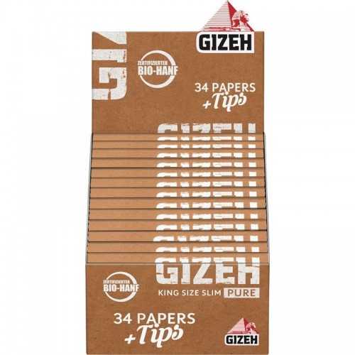Carton de feuille à rouler GIZEH "Pure" King Size Slim + Tips Gizeh Feuille à rouler